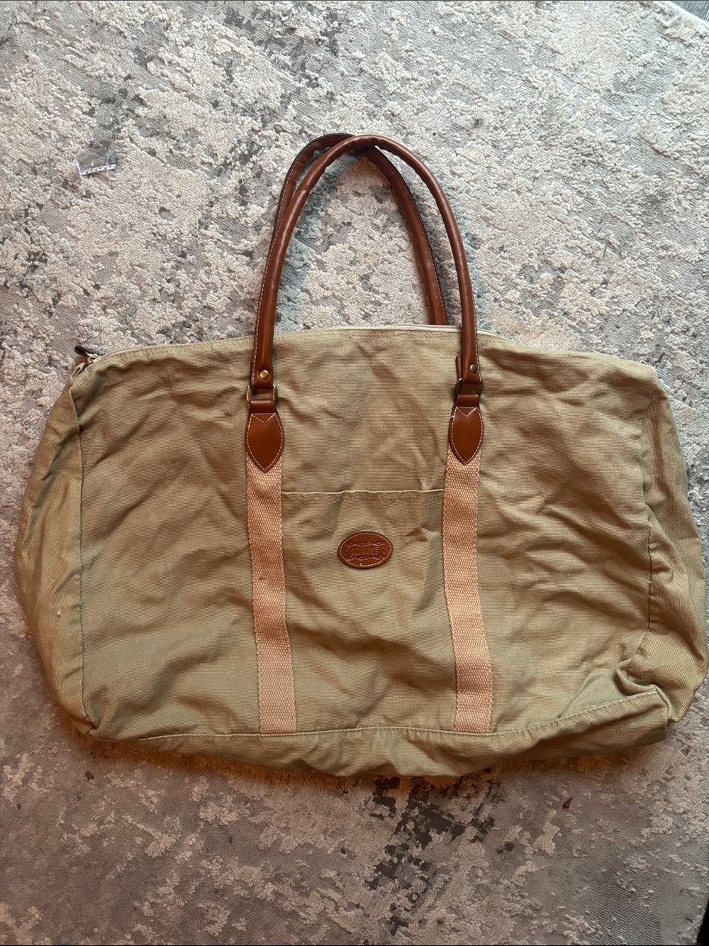 Gitano Olive Canvas Duffel with Brown Leather Trim